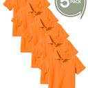 Orange (5-Pack) 7 5-Pack School Uniform Tagless Polo Tshirt for Little Boys & Big Boys